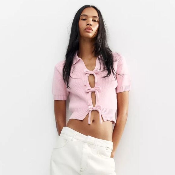 ZARA KNIT TOP WITH BOWS - Picture 6 of 12